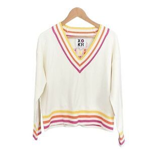 XOKR Kerri Rosenthal Get Happy Preppy V-Neck Sweater